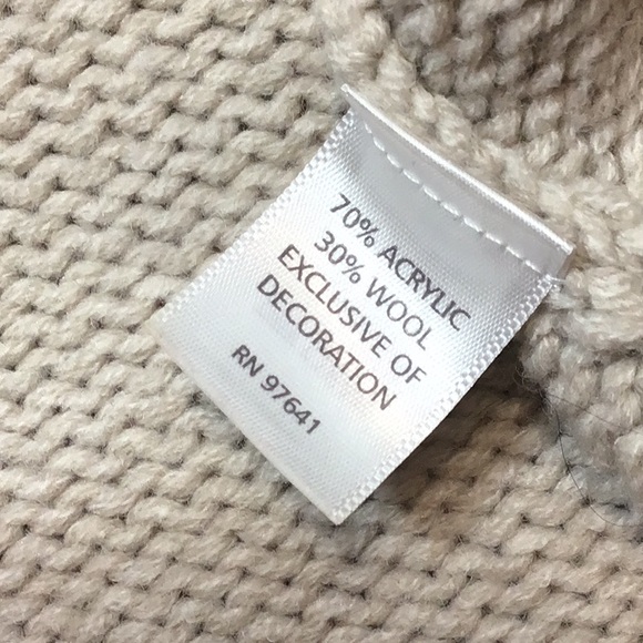 🌲J.JILL Oatmeal Hand Knit Wool Blend V Neck Embroidered Long Length - Picture 3 of 8